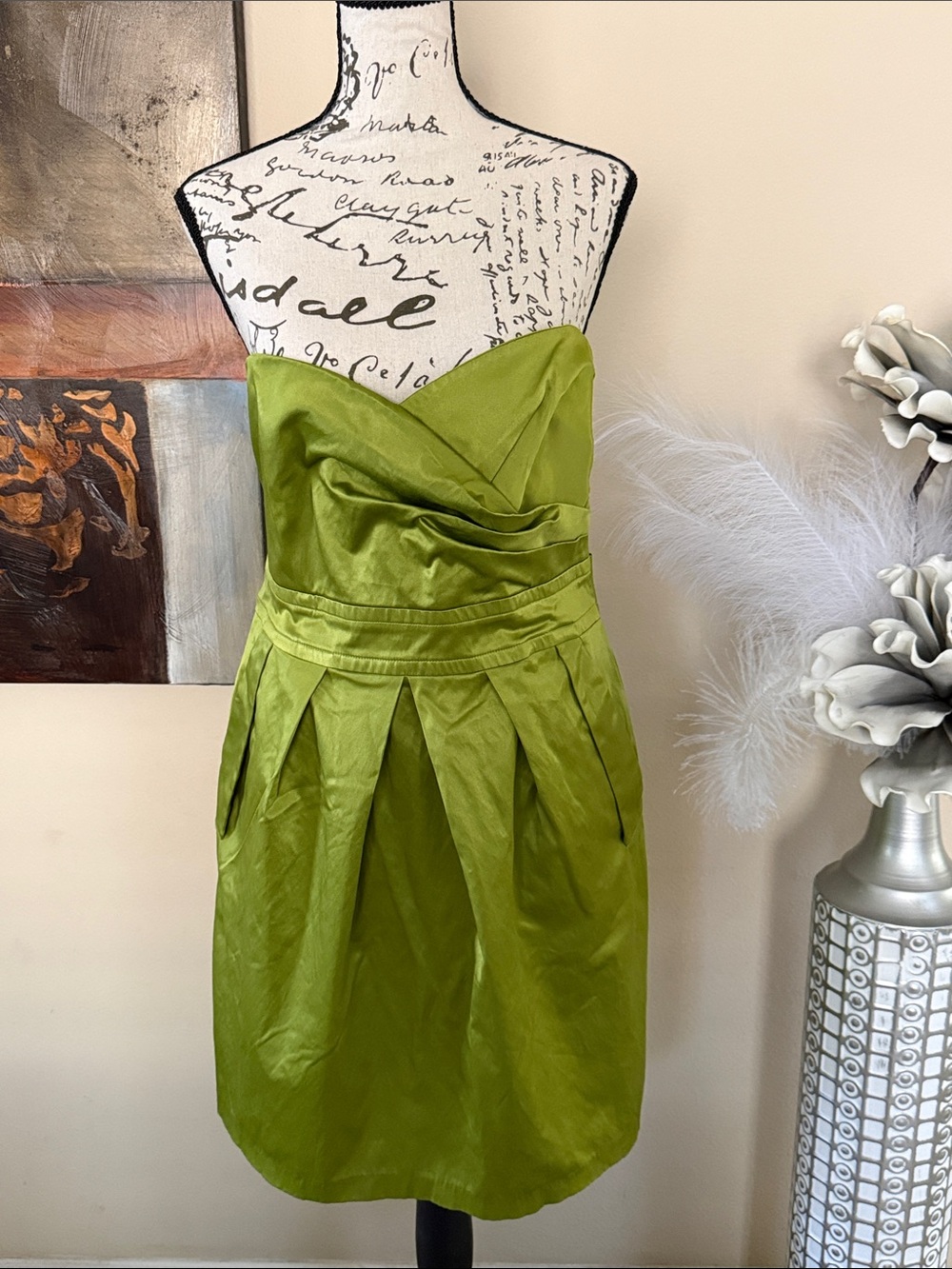 Teeze Me Strapless Olive Green Party Dress